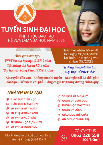 Hướng dẫn làm Hồ Sơ dự tuyển trình độ Đại học trường Đại học Đồng Tháp hệ vừa làm vừa học