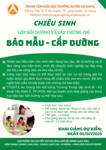 KHÓA BỒI DƯỠNG NGHIỆP VỤ BẢO MẪU - CẤP DƯỠNG - QUẢN LÝ TRƯỜNG MẦM NON