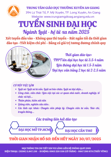ĐẠI HỌC LUẬT (HÌNH THỨC ĐÀO TẠO TỪ XA)